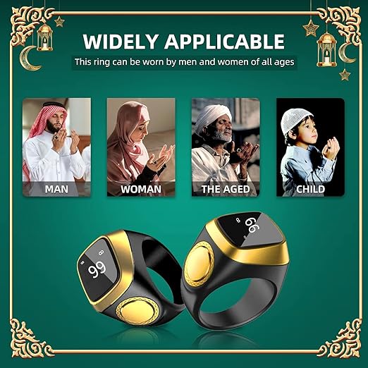Equantu Prayer Reminder Ring – Qibla Finder & Digital Tasbih Counter